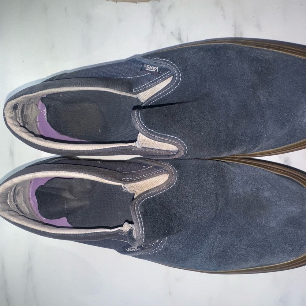 Vans Men's Dark Blue Suede Slip-Ons